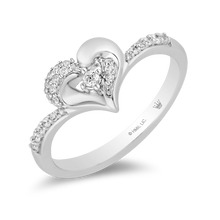 Load image into Gallery viewer, Hallmarkfinejewelry Heart Chevron Diamond Ring in Sterling Silver View 1
