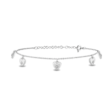 Load image into Gallery viewer, Hallmarkfinejewelry Puffed Heart Diamond Anklet in Sterling Silver of Star Set Diamonds View 1
