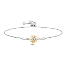 Load image into Gallery viewer, Hallmarkfinejewelry Clover Adjustable Bolo Diamond Bracelet in Yellow Gold &amp; Sterling Silver View 1

