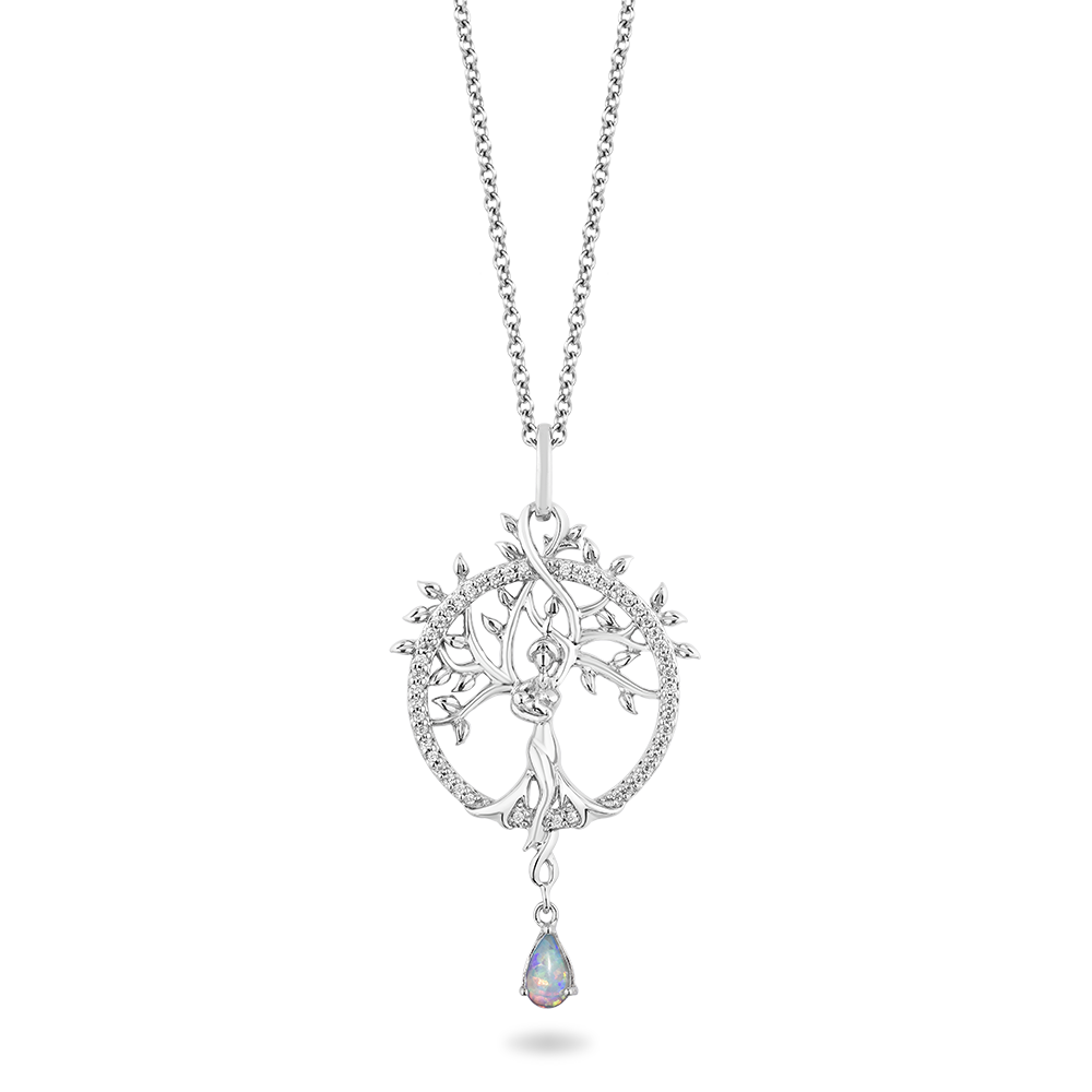 Hallmarkfinejewelry Medallion Mother of Earth Diamond Pendant in Sterling Silver & Created Opal View 1