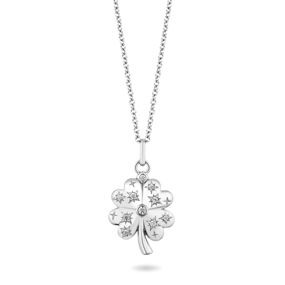 Hallmarkfinejewelry Clover Diamond Pendant in Sterling Silver View 1