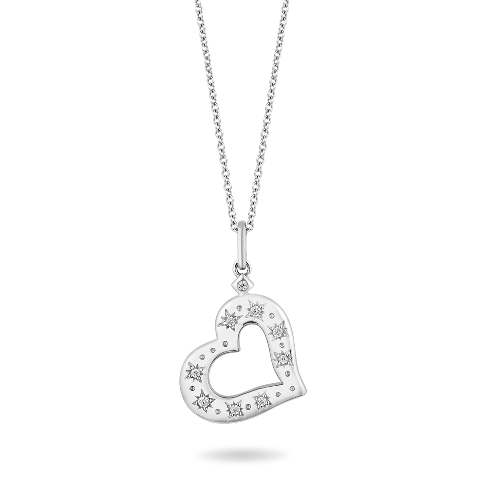 Hallmarkfinejewelry Heart Diamond Pendant in Sterling Silver View 1