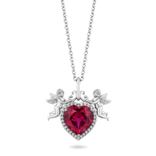 Load image into Gallery viewer, Hallmarkfinejewelry Cherubs in Sterling Silver &amp; Created Ruby View 1
