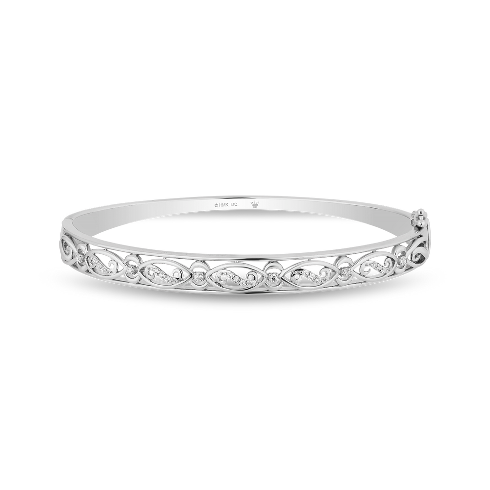 Hallmarkfinejewelry Teardrop Lace Bangle in Sterling Silver with Diamonds