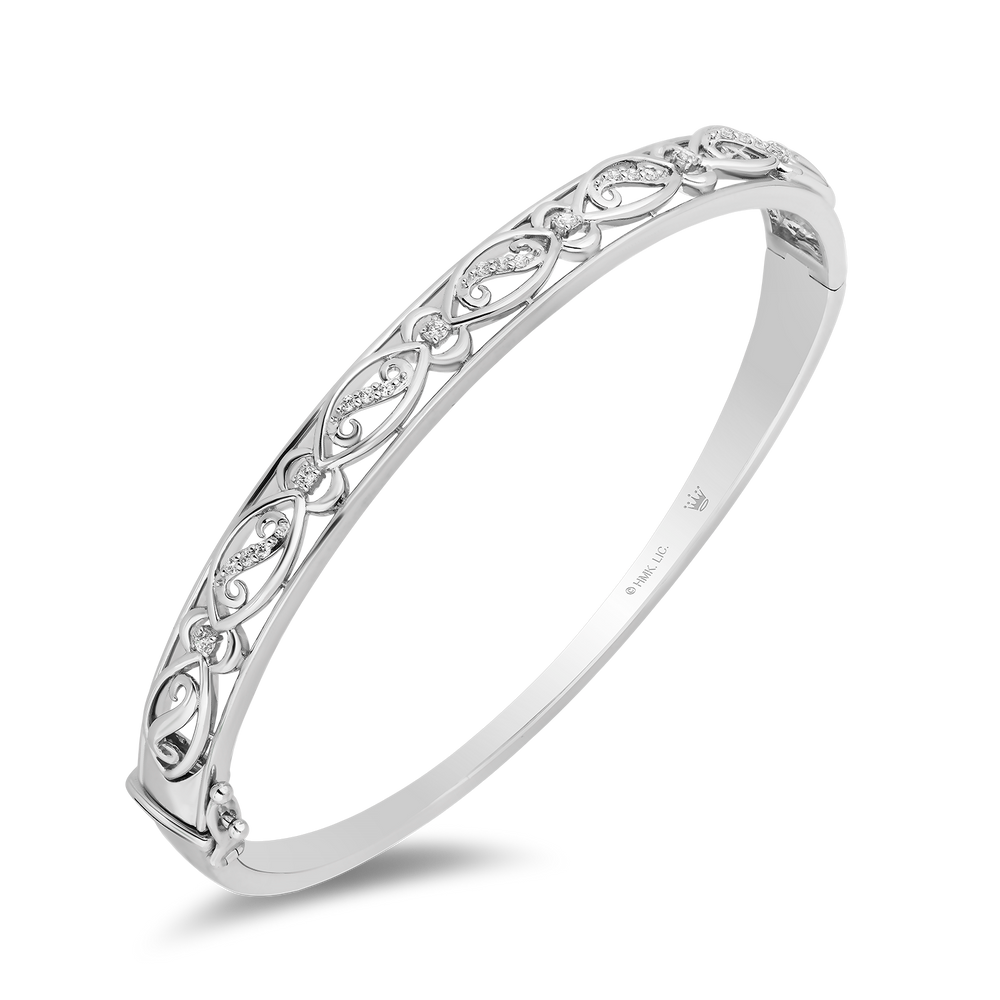 Hallmarkfinejewelry Teardrop Lace Bangle in Sterling Silver with Diamonds
