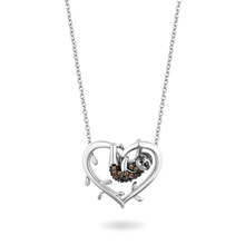 Load image into Gallery viewer, Hallmarkfinejewelry Sloth Heart Necklace in Sterling Silver with Champagne Diamonds
