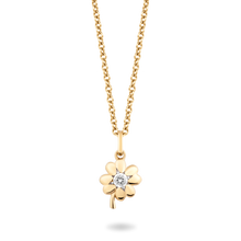 Load image into Gallery viewer, Hallmarkfinejewelry Minimalist Clover Pendant in 14K Yellow Gold with Diamond
