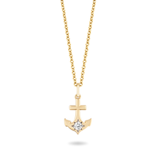 Load image into Gallery viewer, Hallmarkfinejewelry Minimalist Anchor Pendant in 14K Yellow Gold with Diamond
