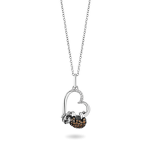 Load image into Gallery viewer, Hallmarkfinejewelry Sloth Love Pendant in Sterling Silver with Champagne &amp; White Diamonds
