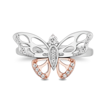 Load image into Gallery viewer, Hallmarkfinejewelry Flight of the Butterfly Ring in Sterling Silver &amp; 14K Rose Gold with Diamonds
