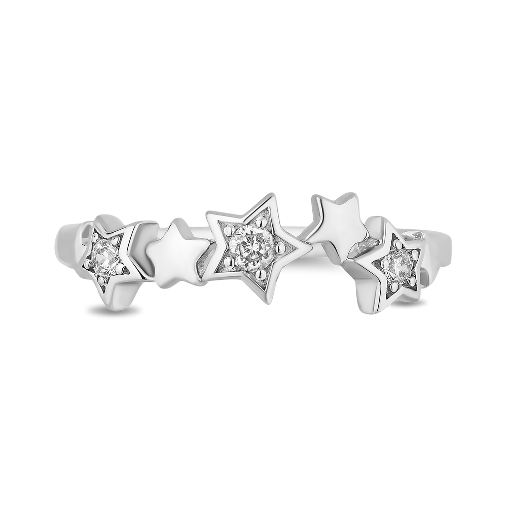 Hallmarkfinejewelry Scattered Star Ring in Sterling Silver with Diamonds
