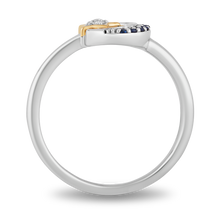 Load image into Gallery viewer, Hallmarkfinejewelry Midnight Sky Crescent Moon Ring in Sterling Silver &amp; 14K Yellow Gold with Created Blue Sapphires and Diamond
