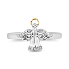 Load image into Gallery viewer, Hallmarkfinejewelry Guardian Angel Ring in Sterling Silver and 14K Yellow Gold with Diamonds
