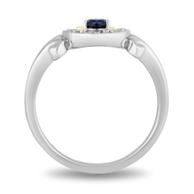 Load image into Gallery viewer, Hallmarkfinejewelry Good Luck Horseshoe Ring in Sterling Silver &amp; 14K Yellow gold with Created Blue Sapphire &amp; Diamonds
