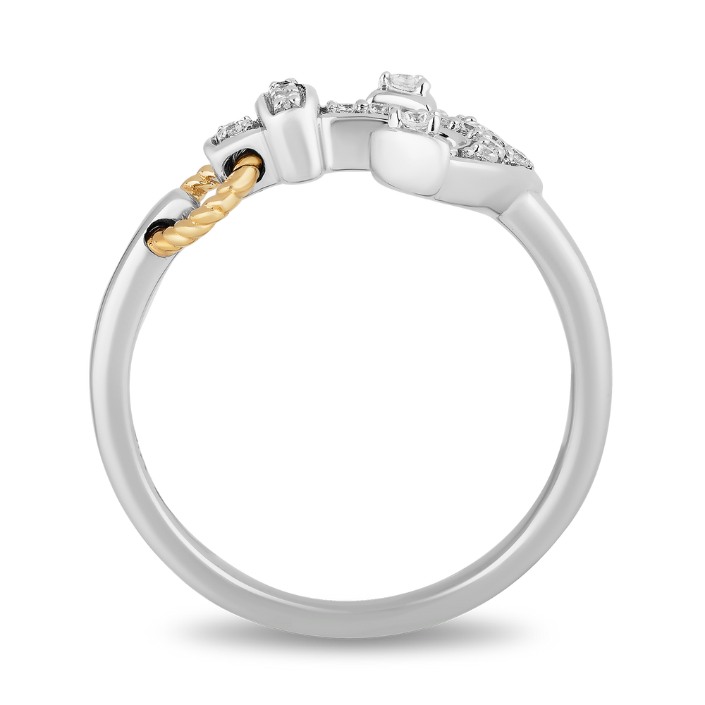 Hallmarkfinejewelry Anchor Ring in Sterling Silver and 14K Yellow Gold with Diamonds
