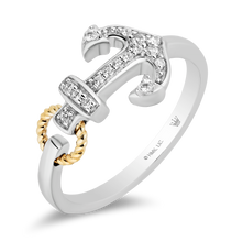 Load image into Gallery viewer, Hallmarkfinejewelry Anchor Ring in Sterling Silver and 14K Yellow Gold with Diamonds

