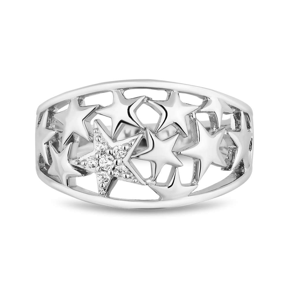 Hallmarkfinejewelry Star Struck Ring in Sterling Silver with Diamonds
