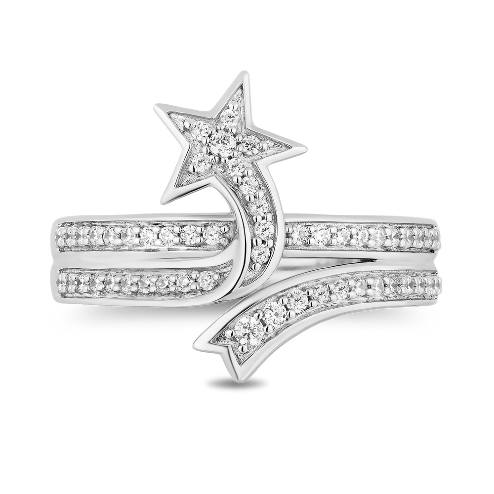 Hallmarkfinejewelry Shooting Star Ring in Sterling Silver with Diamonds