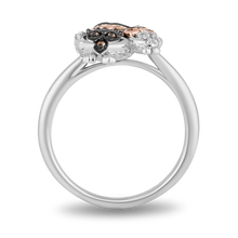 Load image into Gallery viewer, Hallmarkfinejewelry Mother Owl &amp; Baby Owlet Ring in Sterling Silver &amp; 14K Rose Gold with Champagne &amp; White Diamonds
