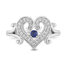 Load image into Gallery viewer, Hallmarkfinejewelry Follow Your Heart Ring in Sterling Silver with Created Blue Sapphire &amp; Diamonds
