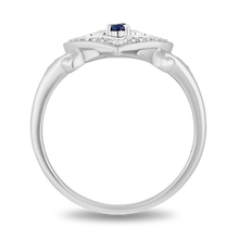 Load image into Gallery viewer, Hallmarkfinejewelry Follow Your Heart Ring in Sterling Silver with Created Blue Sapphire &amp; Diamonds
