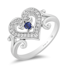 Load image into Gallery viewer, Hallmarkfinejewelry Follow Your Heart Ring in Sterling Silver with Created Blue Sapphire &amp; Diamonds
