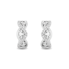 Load image into Gallery viewer, Hallmarkfinejewelry Lace Twist Huggie Hoops in Sterling Silver with Diamonds
