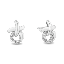 Load image into Gallery viewer, Hallmarkfinejewelry Sculpted Hug and Kiss Earrings in sterling Silver with Diamond Accents
