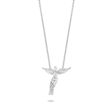 Load image into Gallery viewer, Hallmarkfinejewelry Modern Sculpted Rising Angel Necklace in Sterling Silver with 1/8 Cttw of Diamonds
