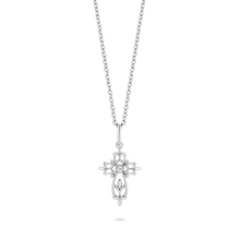 Load image into Gallery viewer, Hallmarkfinejewelry Art Nouveau Lace Cross Pendant in Sterling Silver with Diamonds
