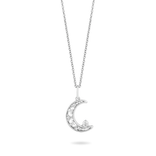 Load image into Gallery viewer, Hallmarkfinejewelry Silvery Lace Moon Pendant in Sterling Silver with Diamonds

