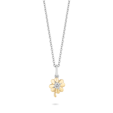 Load image into Gallery viewer, Hallmarkfinejewelry Lucky Clover Pendant in 14K Yellow Gold &amp; Sterling Silver with Diamond
