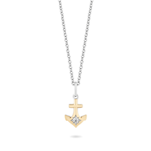 Load image into Gallery viewer, Hallmarkfinejewelry Anchors Aweigh Pendant in 14K Yellow Gold &amp; Sterling Silver with Diamond
