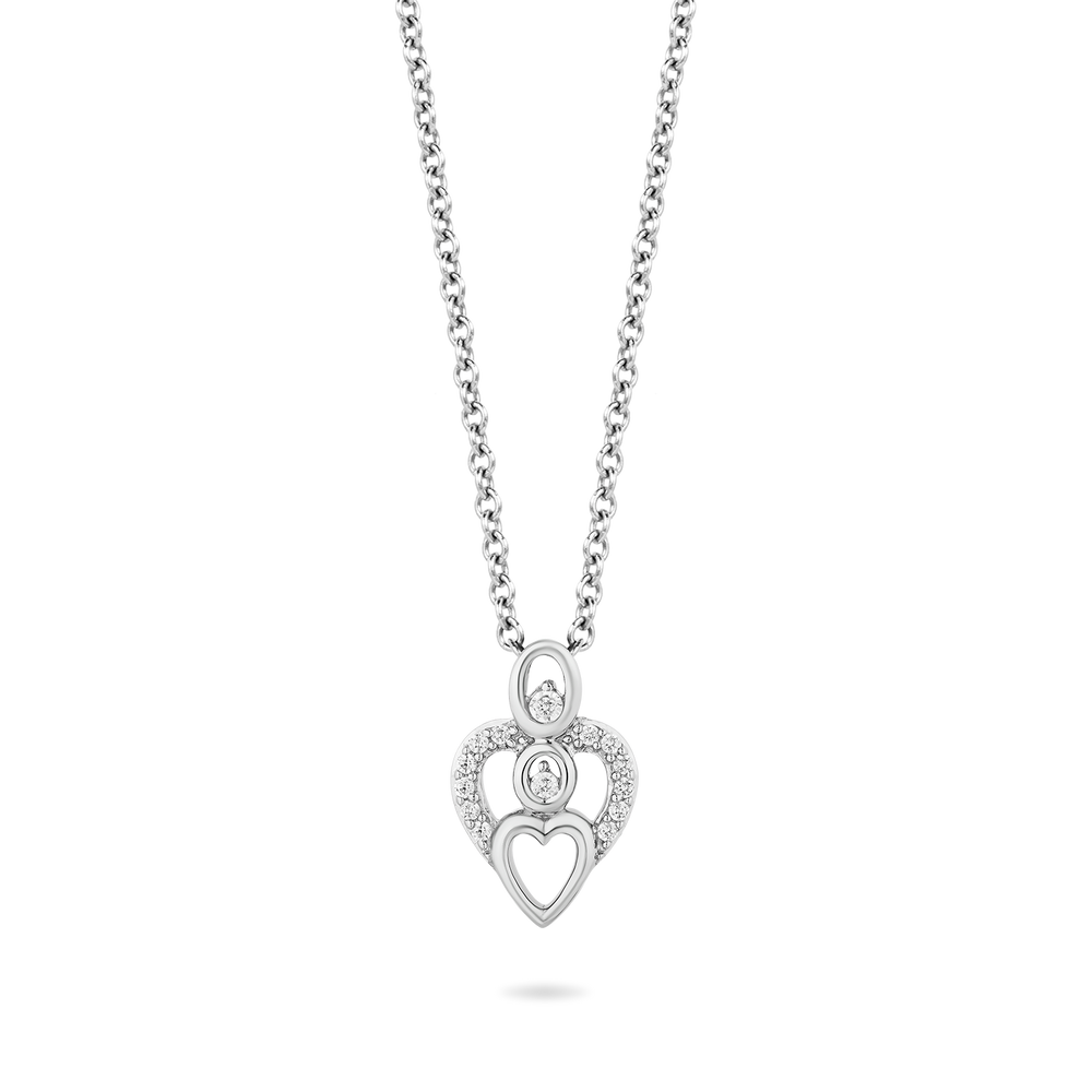Hallmarkfinejewelry Mother and Child Pendant in Sterling Silver with 1/10 Cttw of Diamonds