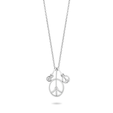 Load image into Gallery viewer, Hallmarkfinejewelry Peace Sign Charms Pendant in Sterling Silver with 1/10 Cttw of Diamonds
