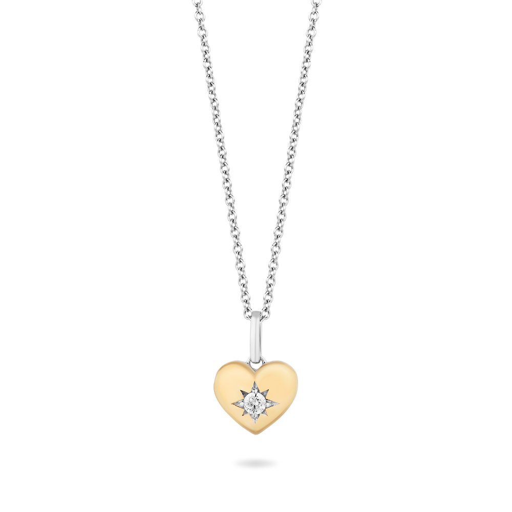 Hallmarkfinejewelry Heart of Gold Pendant in 14K Yellow Gold & Sterling Silver with Diamond