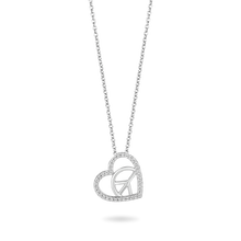 Load image into Gallery viewer, Hallmarkfinejewelry Peace and Love Necklace in Sterling Silver with 1/5 Cttw of Diamonds
