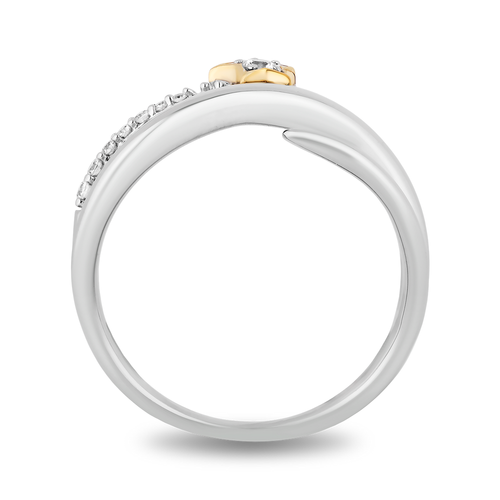 Hallmarkfinejewelry Wrap Star Ring in Sterling Silver & 14K Yellow Gold with Diamonds