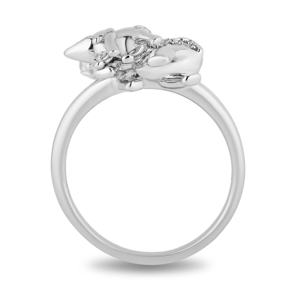Hallmarkfinejewelry Elephant Mama & Baby Ring in Sterling Silver with Diamonds