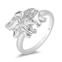 Load image into Gallery viewer, Hallmarkfinejewelry Elephant Mama &amp; Baby Ring in Sterling Silver with Diamonds
