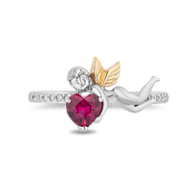 Load image into Gallery viewer, Hallmarkfinejewelry Cupid’s Love Ring in Sterling Silver &amp; 14K Yellow Gold with Diamonds &amp; Created Ruby
