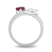 Load image into Gallery viewer, Hallmarkfinejewelry Cupid’s Love Ring in Sterling Silver &amp; 14K Yellow Gold with Diamonds &amp; Created Ruby
