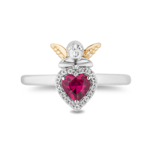 Load image into Gallery viewer, Hallmarkfinejewelry I Heart You Ring in Sterling Silver &amp; 14K Yellow Gold with Diamonds &amp; Created Ruby
