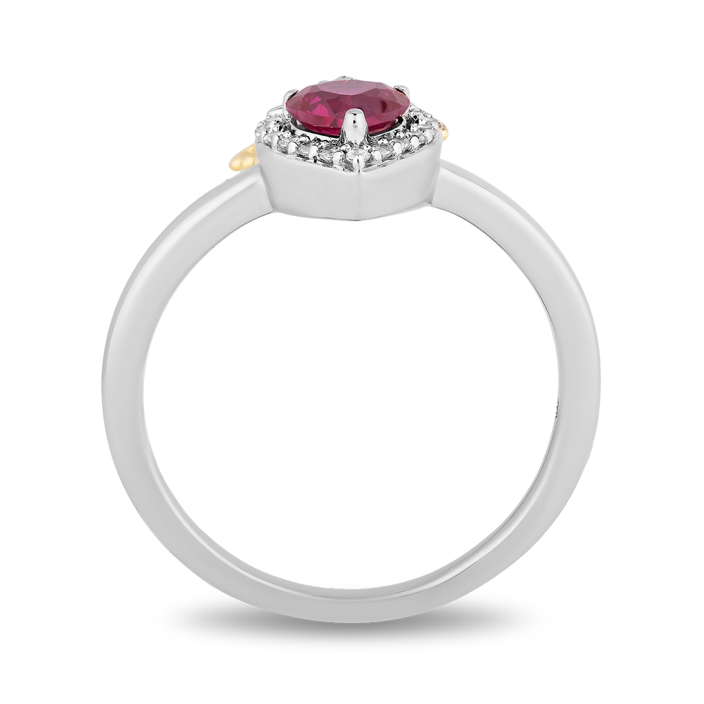 Hallmarkfinejewelry I Heart You Ring in Sterling Silver & 14K Yellow Gold with Diamonds & Created Ruby