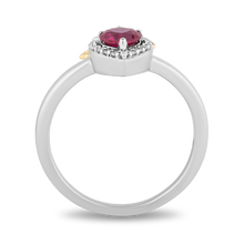 Load image into Gallery viewer, Hallmarkfinejewelry I Heart You Ring in Sterling Silver &amp; 14K Yellow Gold with Diamonds &amp; Created Ruby
