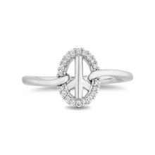 Load image into Gallery viewer, Hallmarkfinejewelry Peace Sign Ring in Sterling Silver with 1/8 Cttw of Diamonds
