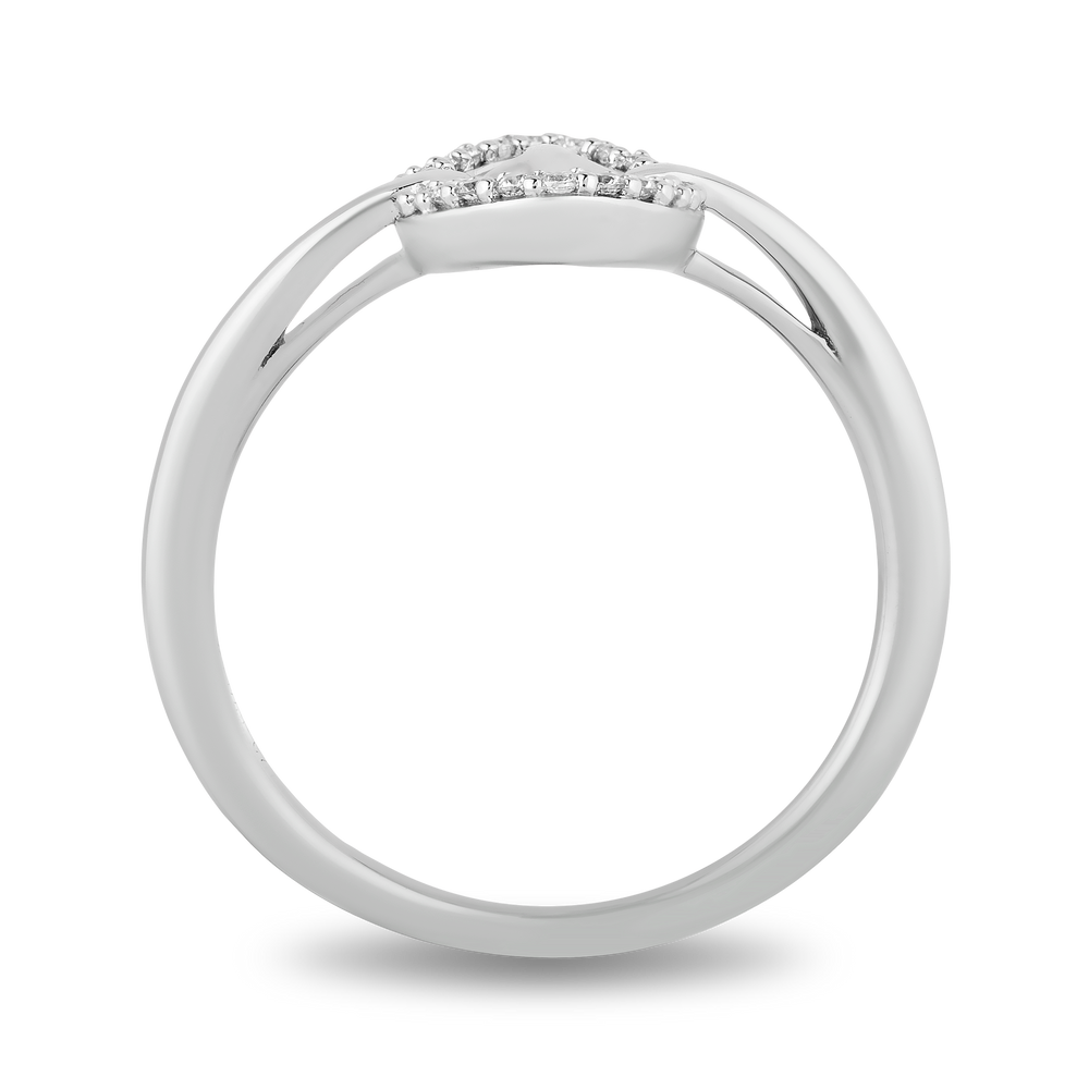 Hallmarkfinejewelry Peace Sign Ring in Sterling Silver with 1/8 Cttw of Diamonds