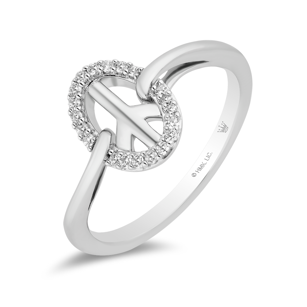 Hallmarkfinejewelry Peace Sign Ring in Sterling Silver with 1/8 Cttw of Diamonds