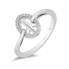 Load image into Gallery viewer, Hallmarkfinejewelry Peace Sign Ring in Sterling Silver with 1/8 Cttw of Diamonds
