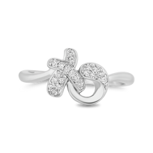 Load image into Gallery viewer, Hallmarkfinejewelry Sculpted Hug and Kiss Ring in Sterling Silver with 1/8 Cttw of Sparkling Diamonds
